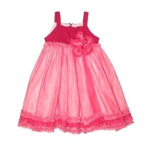 Isobella & Chloe pink ruffle tulle long dress 3T party girl